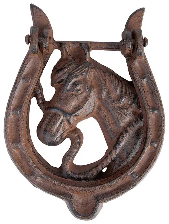 Lovas öntöttvas ajtókopogtató, 16 cm