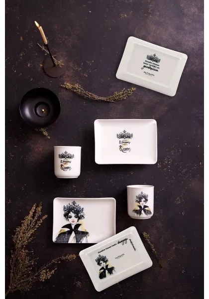 4 darabos étkészlet fekete/fehér/porcelán