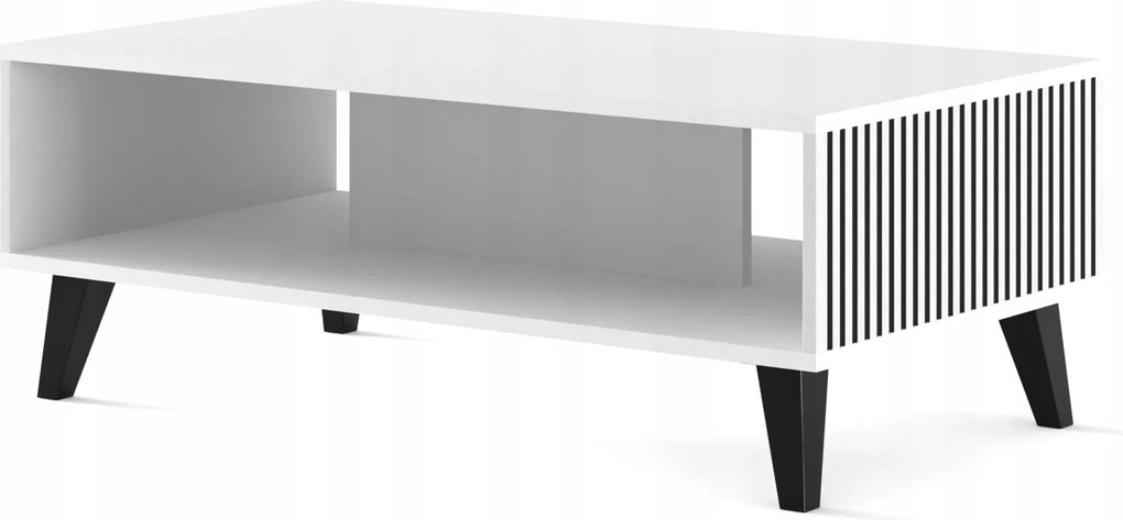 Dohányzóasztal Ravenna F 90x60 matt fehér fekete maró Ufpcz