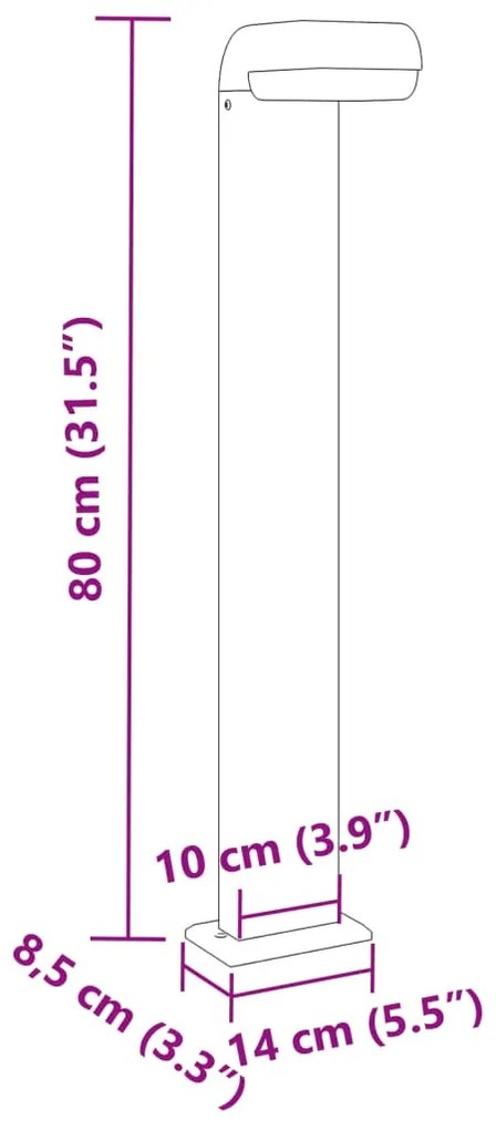 3 db fekete öntött alumínium kültéri állólámpa 80 cm