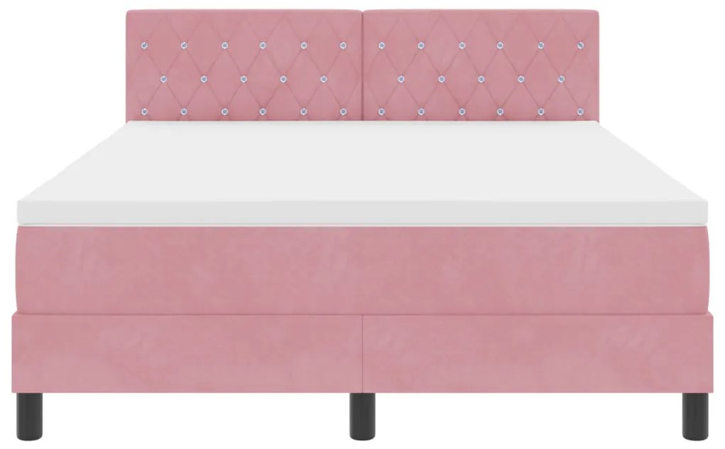 Boxspring Ágy Matraccal Rózsaszín 160x200 cm Bársony