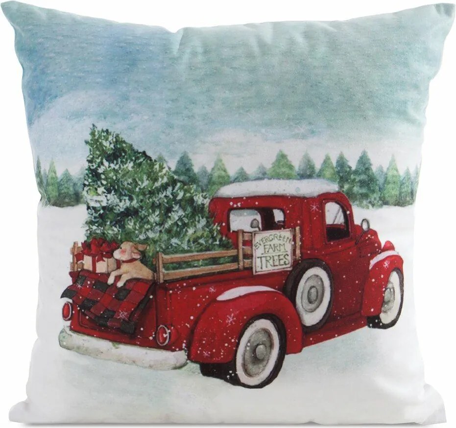 Karácsonyi díszpárnahuzat Jancsi 45x45 cipzáras autó