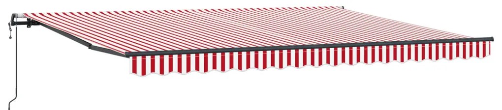 Automatikus Behúzható Napellenző Piros és Fehér Csíkos 450x300 cm