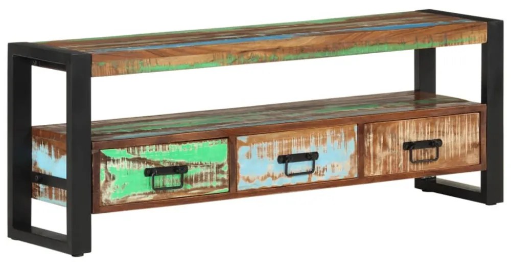 tömör újrahasznosított fa TV-szekrény 120 x 30 x 45 cm