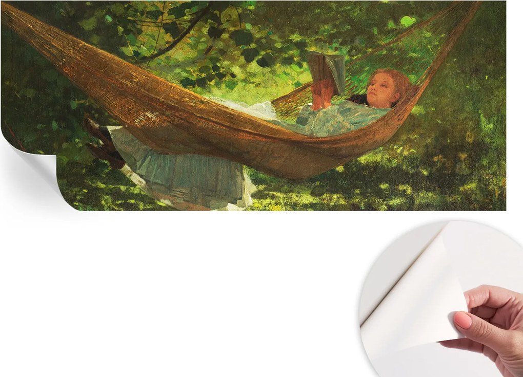 Öntapadós tapéta Fali furnér 3D hatás Pihenés a függőágyban 250x104 cm