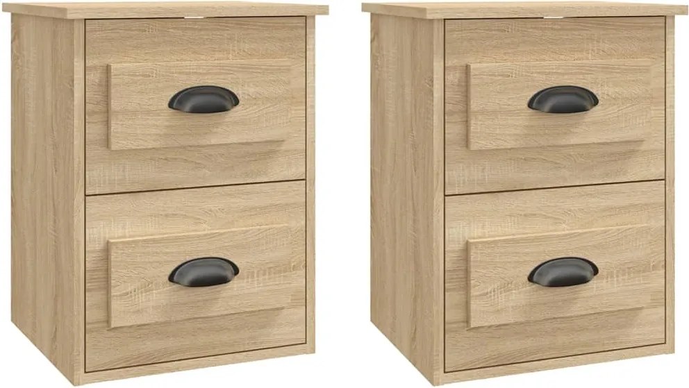 vidaXL 2 db sonoma tölgy falra szerelhető éjjeliszekrény 41,5x36x53 cm