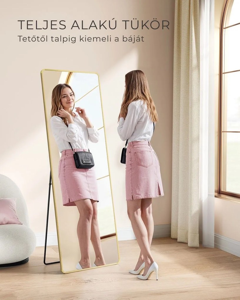 NOIR téglalap alakú tükör, 160x50 cm, arany SongmicsHome
