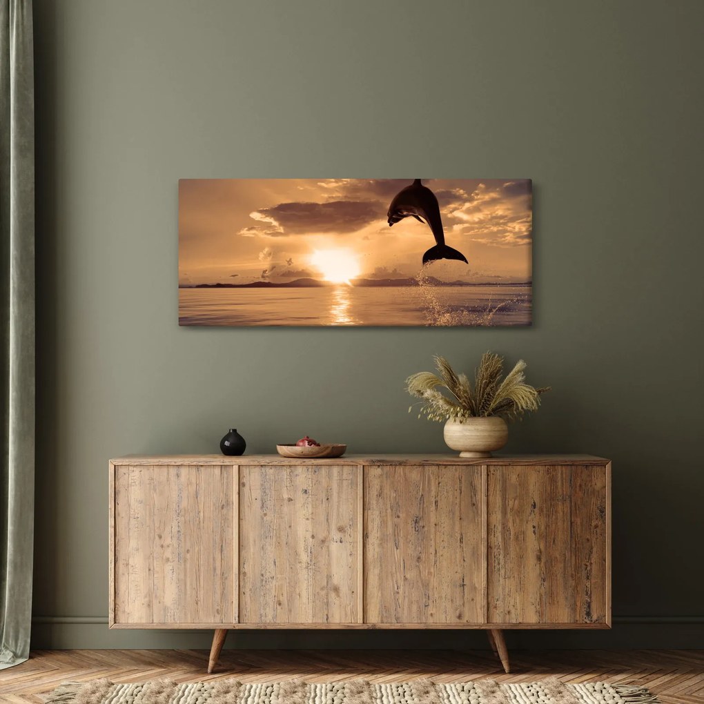 Kép - Delfin naplementében (120x50 cm)