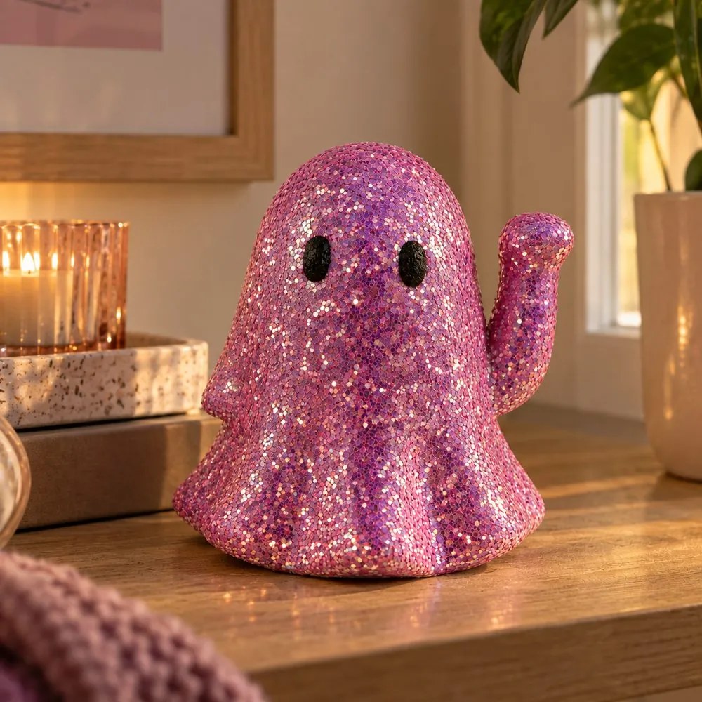 HALLOWEEN integető szellem csillámos 14 cm