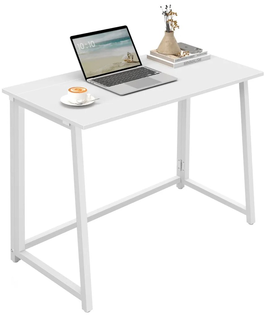 Dolgozószobai szett – összecsukható íróasztal ZARIMO 80×40 cm, fehér + irodai szék AVOLA VELVET világoskék