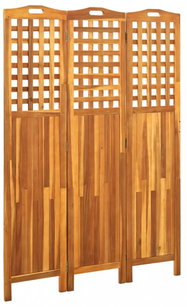 3 paneles tömör akácfa szobaelválasztó 121 x 2 x 170 cm