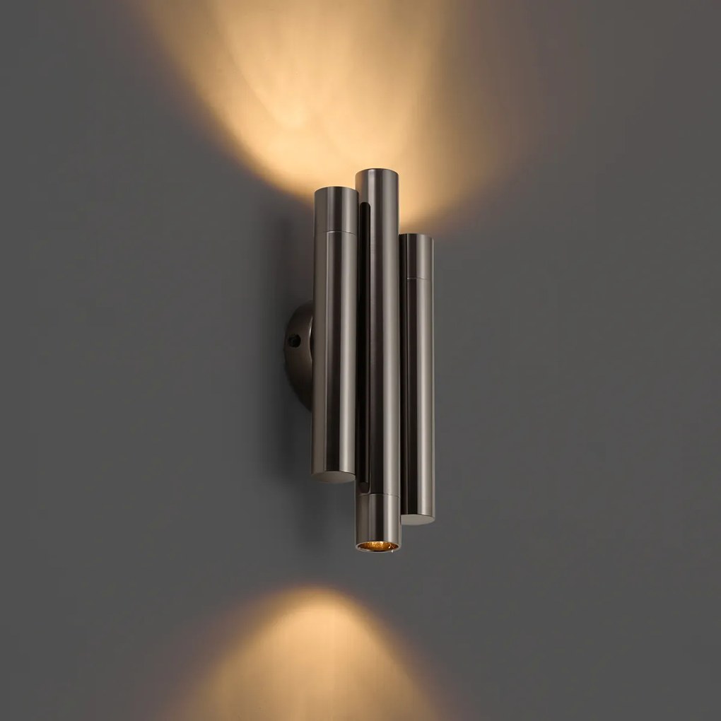 Retro Fali lámpa Gunmetal 3-lámpás - Pipes