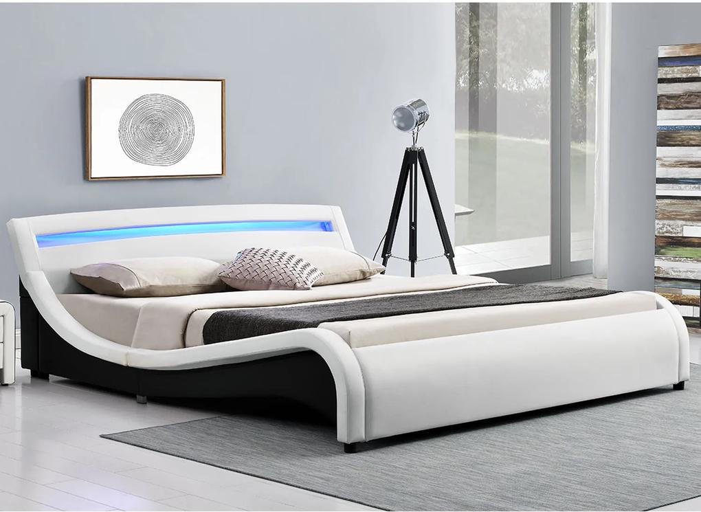 Kárpitozott ágy ,,Malaga" 140 x 200 cm LED panelekkel - fehér