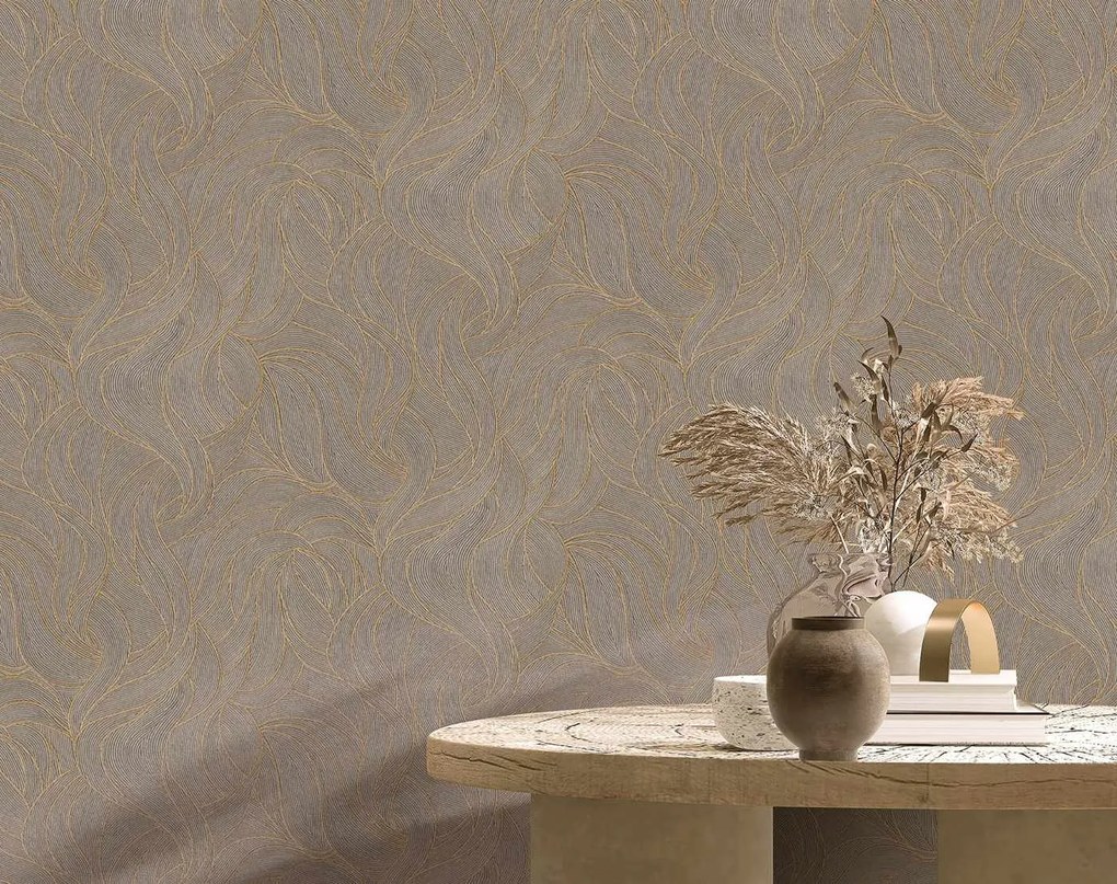 Decoprint Terra Nova Refined Organic arany-taupe hullámos texturált vlies tapéta – TN29072