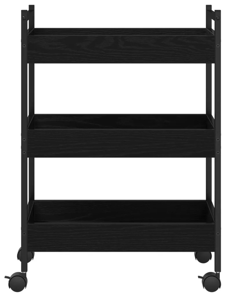 Konyhai Trolley Fekete Tölgy 50x30x70 cm Lemezelt Fa