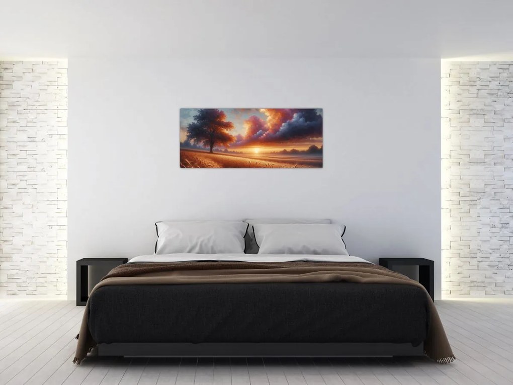 Kép – Naplemente a mezőn (120x50 cm)