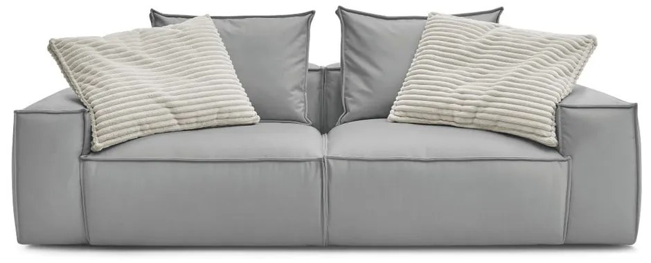 Világosszürke bőrutánzat kanapé 260 cm Boheme – Bobochic Paris