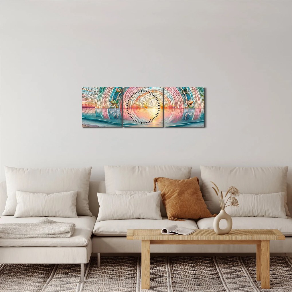 Kép – Naplemente mozaik (órával) (90x30 cm)