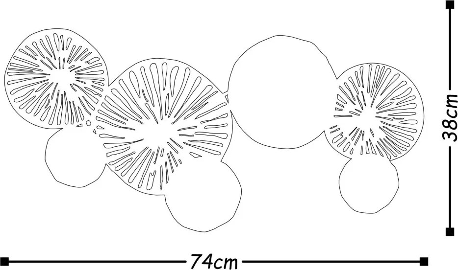 Fém fali dekoráció, circles, zöld-sárga 74x38 cm