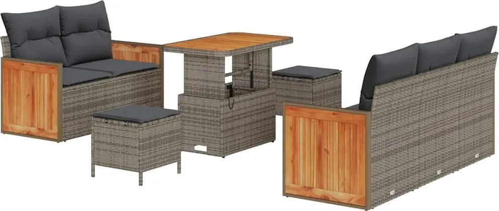 vidaXL Kerti Kanapé Szett párnával 10 pcs Szürke polirattan