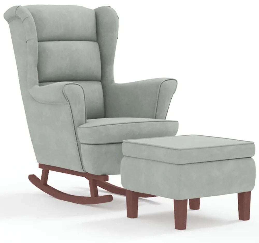 Világosszürke Bársony és Tömörfa Hintaszék