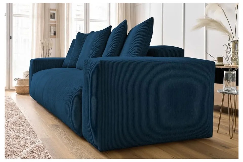 Sötétkék kordbársony kanapé 280 cm Voltaire – Bobochic Paris
