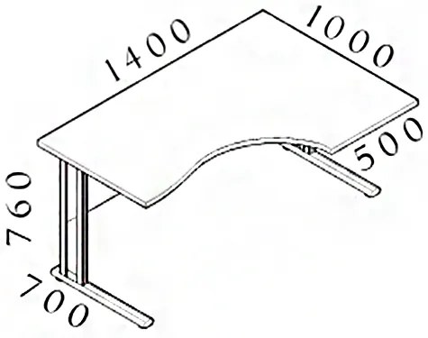 Visio ergonomikus asztal 140 x 100 cm, jobb, cseresznye