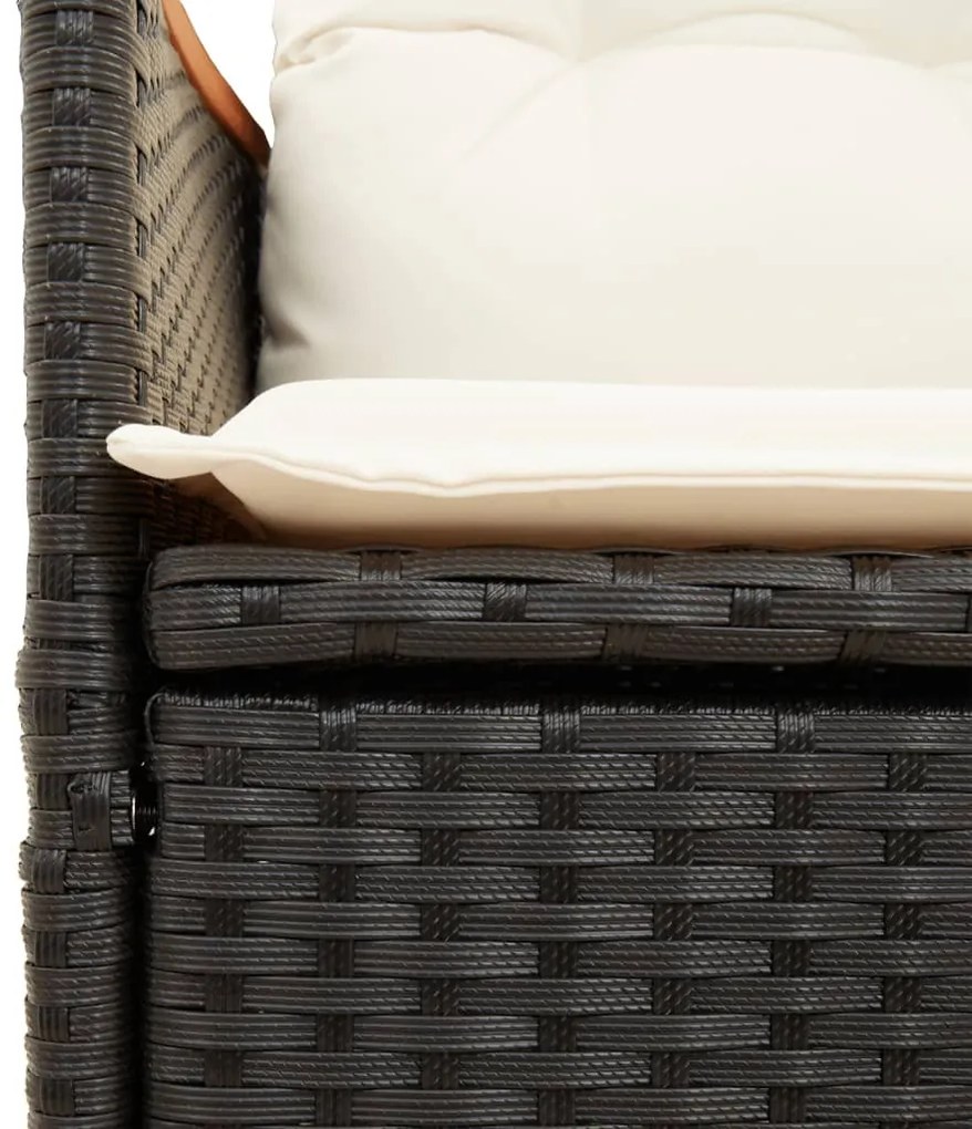 5 részes fekete polyrattan kerti étkezőgarnitúra párnákkal