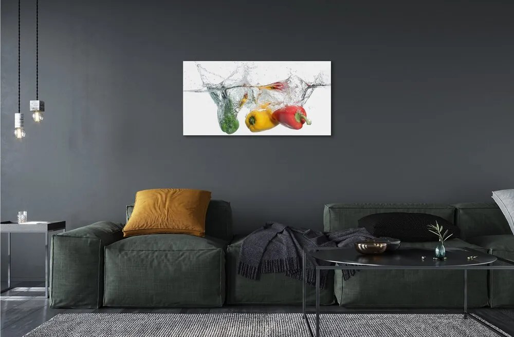 Üvegképek Színes paprika vízben 120x60cm