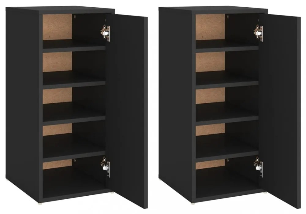 2 db fekete forgácslap cipősszekrény 32 x 35 x 70 cm