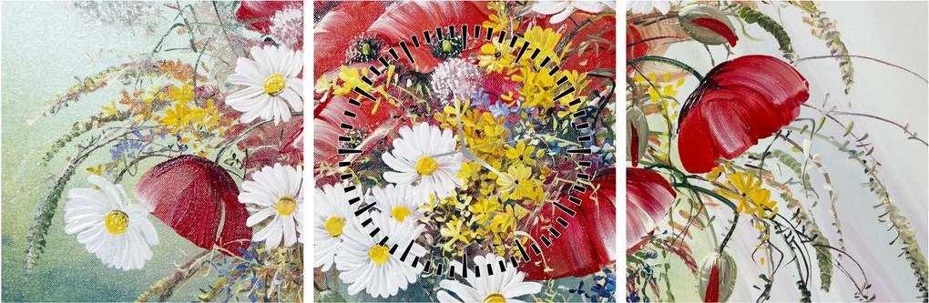 Egy váza képe vadvirágokkal (órával) (90x30 cm)