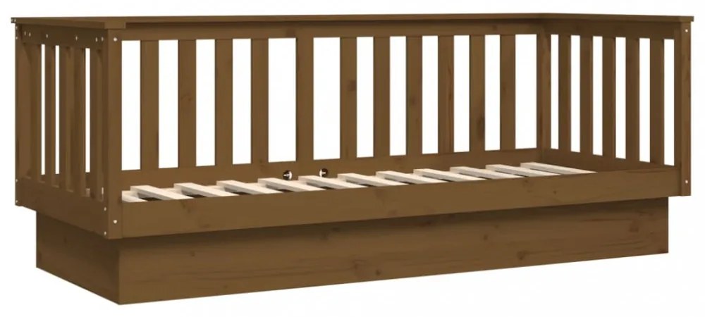 mézbarna tömör fenyőfa kanapéágy 75 x 190 cm