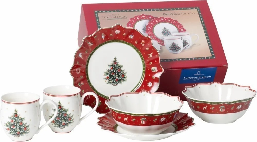 Karácsonyi reggeliző készlet 2 személy részére, piros, Toy's Delight, 6 db. - Villeroy & Boch