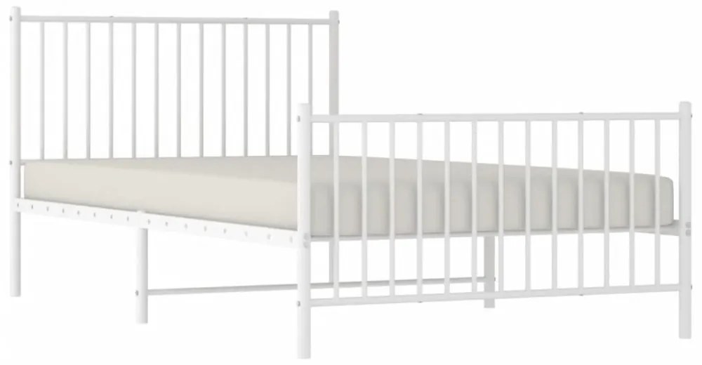 fehér fém ágykeret fej- és lábtámlával 107 x 203 cm
