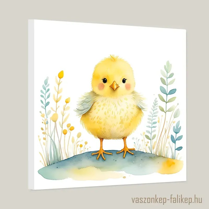 Aranyos kiscsibe illusztráció akvarell – Prémium falikép gyerekszobába 40x40cm