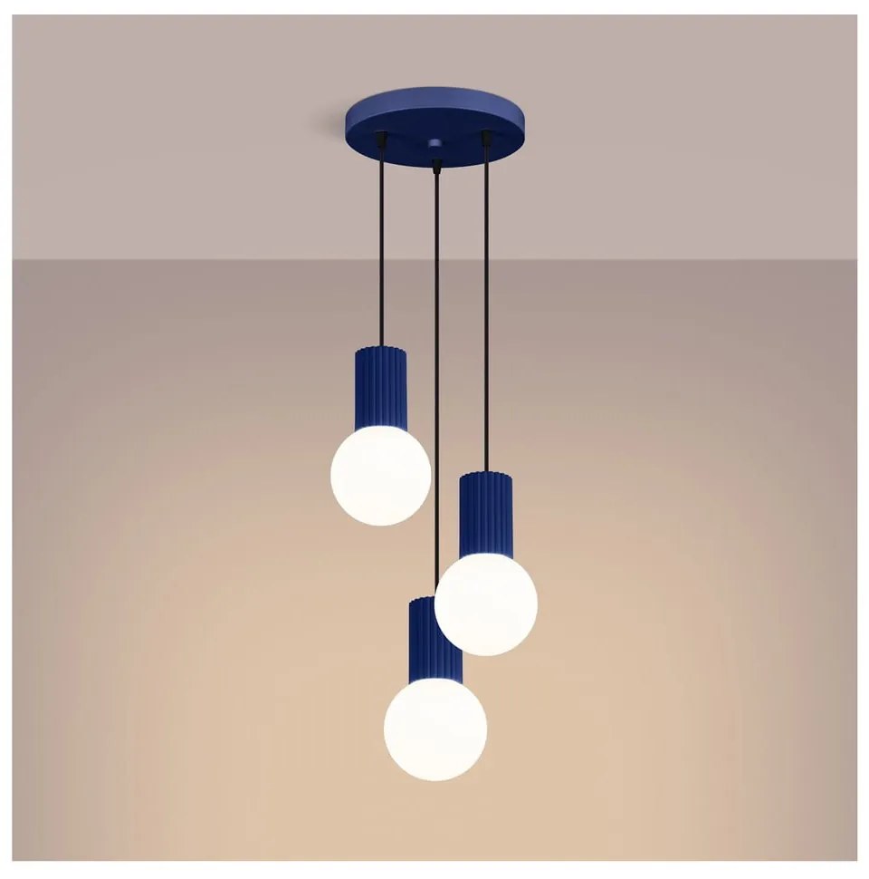 Sötétkék függőlámpa üveg búrával ø 25 cm Orbital – Sollux