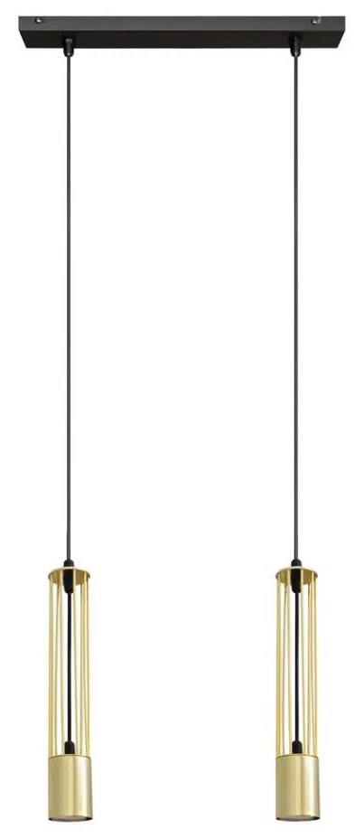 LED Csillár zsinóron BARS 2xGU10/4,8W/230V arany/fekete
