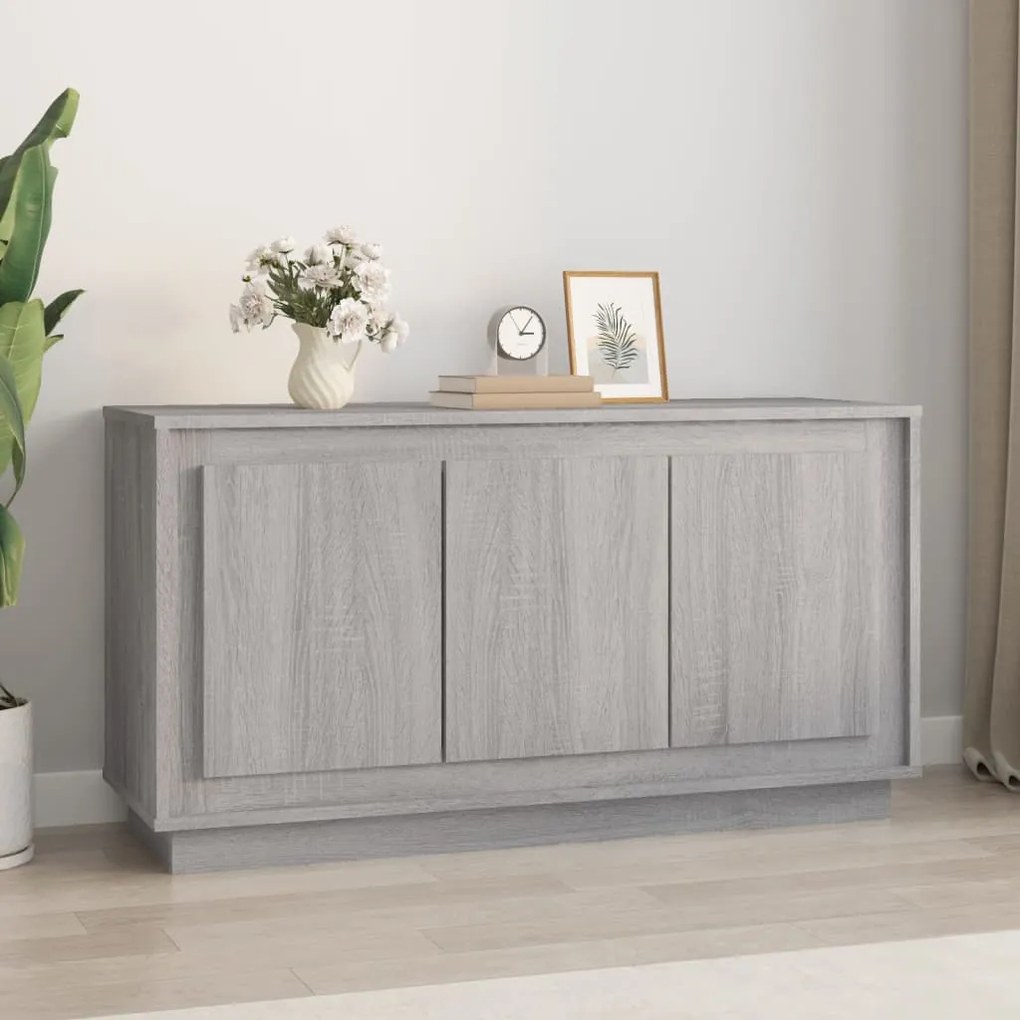 szürke sonoma színű szerelt fa tálalószekrény 102x35x55 cm