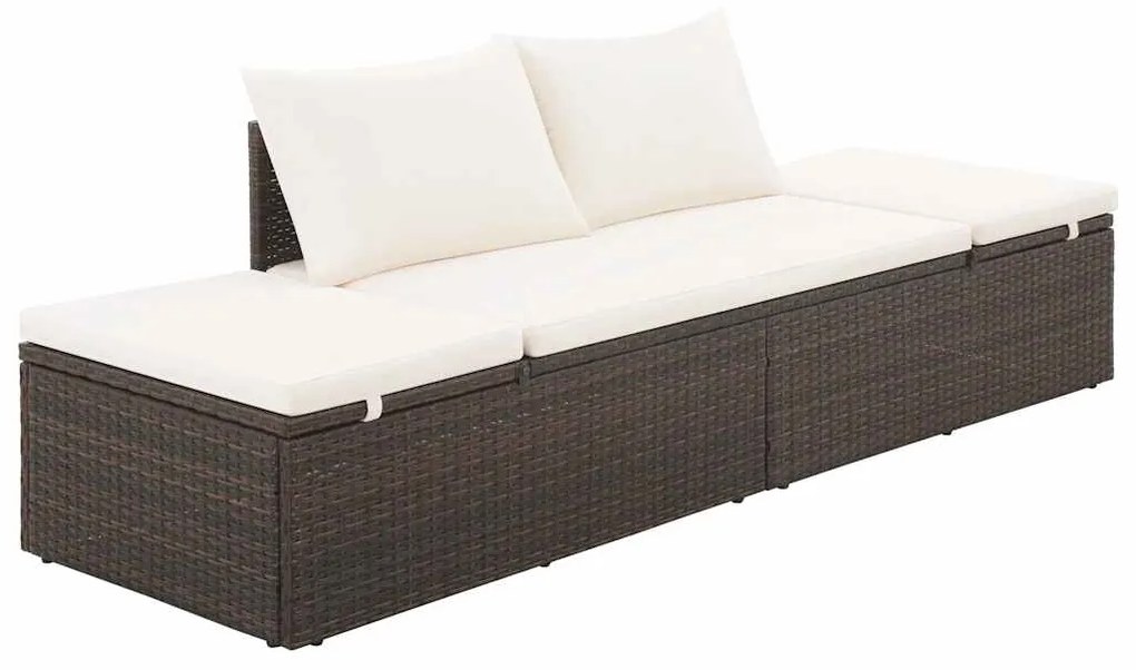 vidaXL barna polyrattan kerti ágy 195 x 60 cm