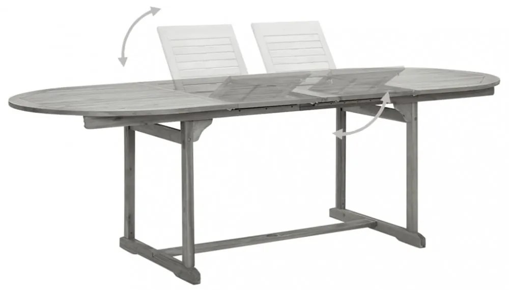 tömör akácfa kerti étkezőasztal (160-240) x 100 x 75 cm