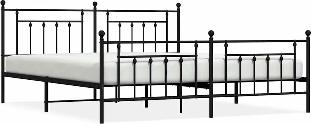 vidaXL fekete fém ágykeret fej- és lábtámlával 193 x 203 cm