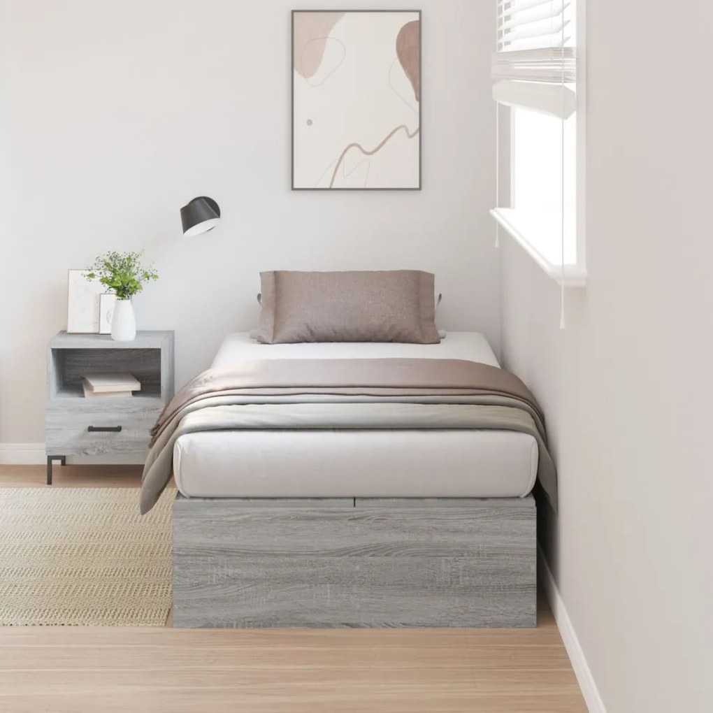 Ágykeret tárolóval Szürke sonoma 100 x 200 cm Faanyag