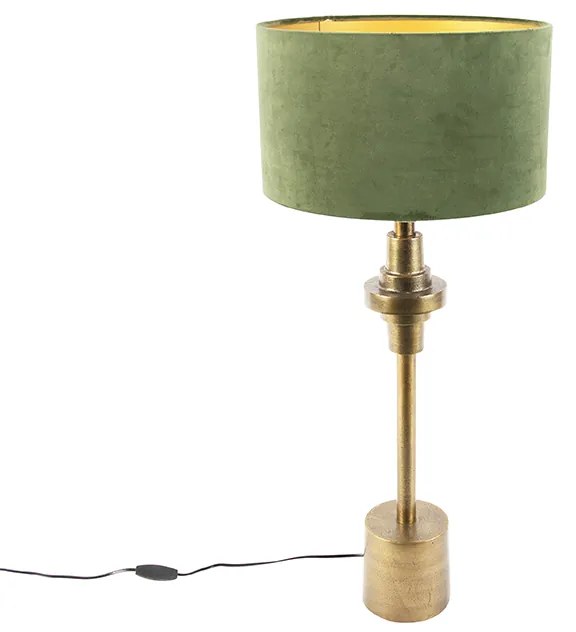 Art Deco asztali lámpa bársony árnyékolóval zöld 35 cm - Diverso