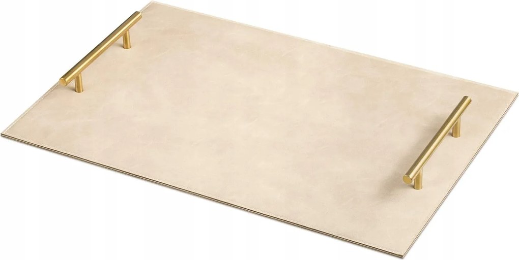 Tálca Poharaknak, Tányéroknak, Italoknak Bézs/szürke Arany Színű Fogantyúkkal Navaris