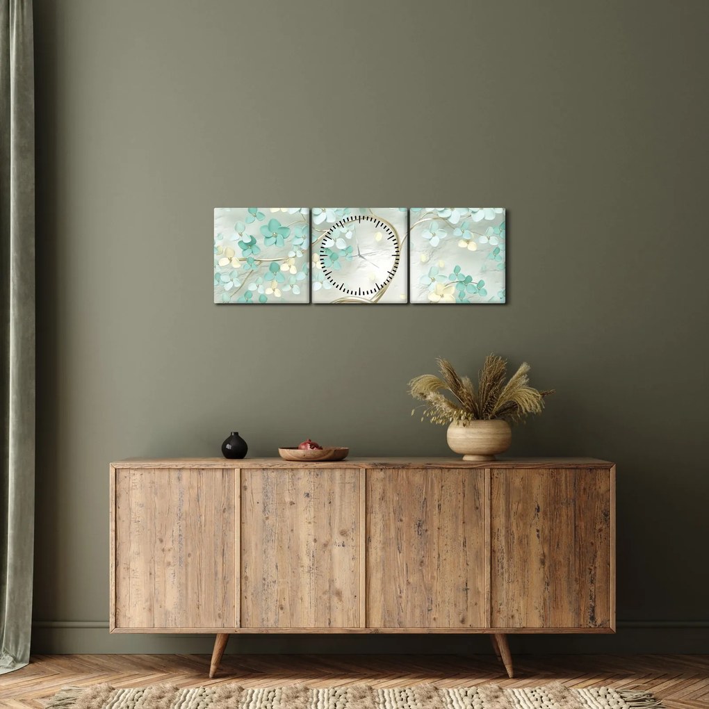 Kép - Arany virágzó fa (órával) (90x30 cm)