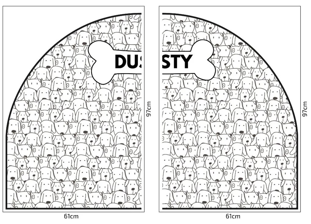 PIPPER. Védő textil falmatrica – Ív – Kutyák Méret: 83x60cm, Indíték: névvel