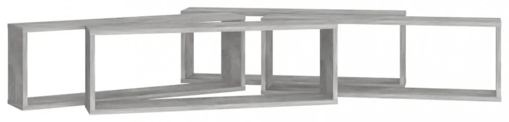 4 db betonszürke szerelt fa fali kockapolc 80 x 15 x 26,5 cm