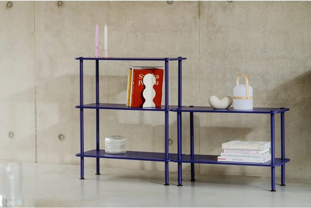 Kék polcos állvány tölgyfa dekorral 80x90,5x35 cm Teidi – noo.ma