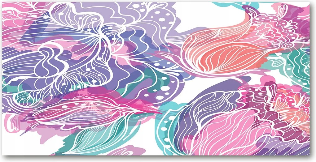 Konyhai panel Varázslatos virágok 100x50 cm Ragasztó