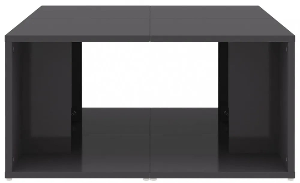 4 db magasfényű szürke szerelt fa dohányzóasztal 33x33x33 cm